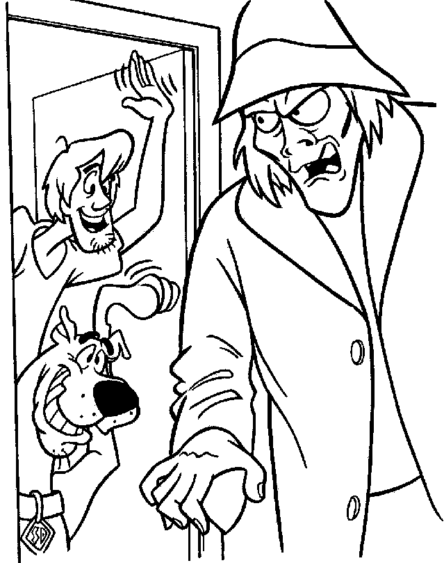 coloriage scoubidou et sammy saluant un monstre